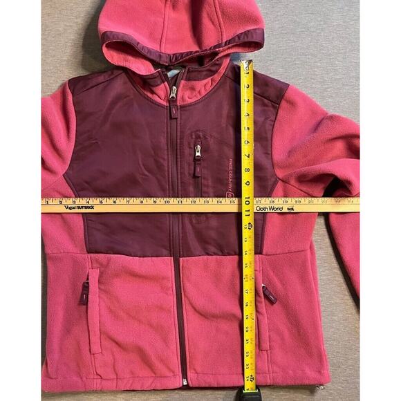 Free Country Womens Fleece Jacket Pink Waist Length Full Zip Hooded Pockets L - Picture 7 of 10